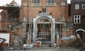 Construction of the new entrance brought worries about whether the building would stay standing up!